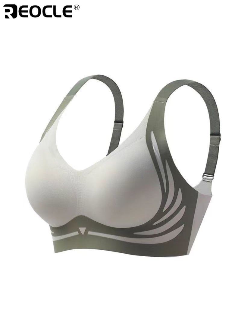 REOCLE Women's Seamless Push-Up Bra with Stylish Pattern Design Comfortable Wireless Bra for Daily Wear Casual & Active Styling - Image 1
