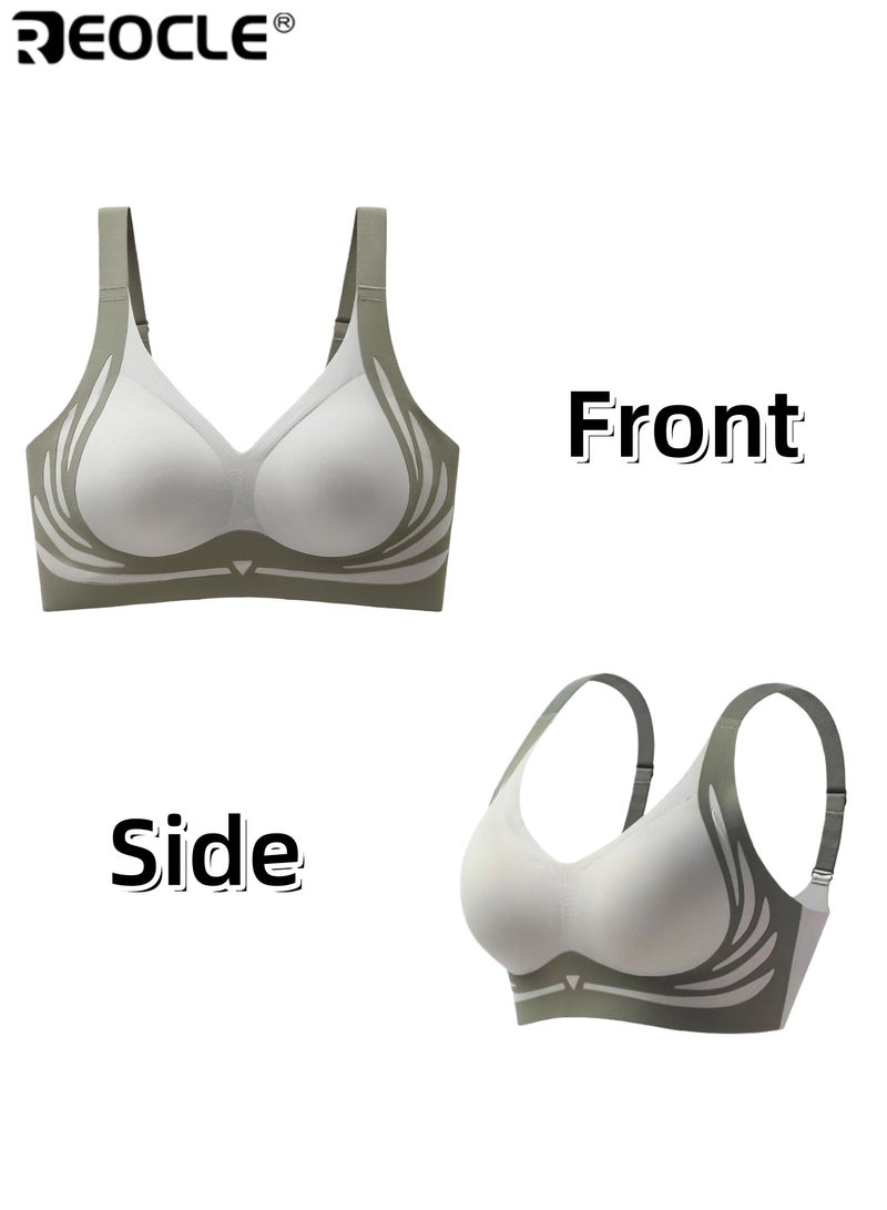 REOCLE Women's Seamless Push-Up Bra with Stylish Pattern Design Comfortable Wireless Bra for Daily Wear Casual & Active Styling - Image 5