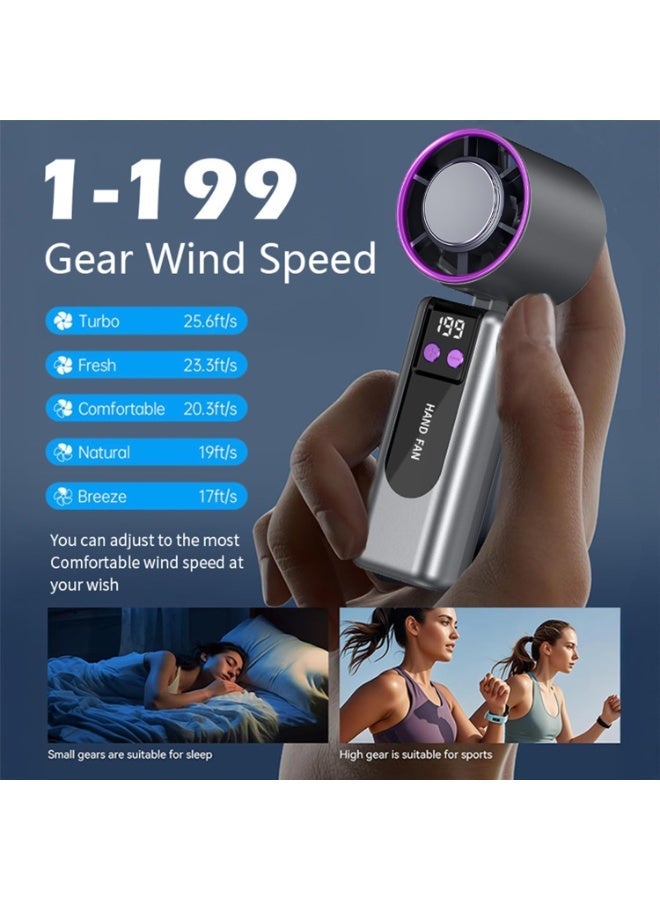 0TO1 TECH Portable Fan with Cooling Plate, 3in1 Handheld Fan with Digital,199 Speed Settings,Foldable 90 Degree Design,Mini Fan High Speed Cooling,Handheld Hanging Neck Desktop for Workplace Outdoors School - Image 2