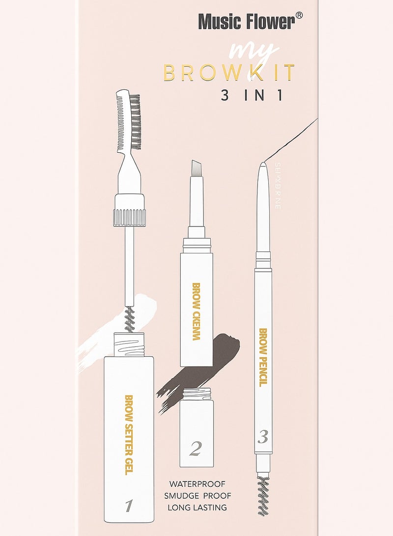 ميوزك فلاور مجموعة حواجب 3 في 1 - Musical Flower - بني غامق - Image 4