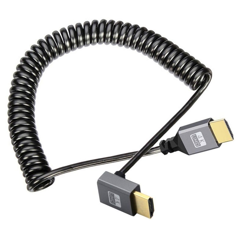 chenyang HDMI Stretch Coiled Cable HDMI 20 Type A Male to Male 90 Degree Down Angled 4K 60hz Extension Cable - Image 2