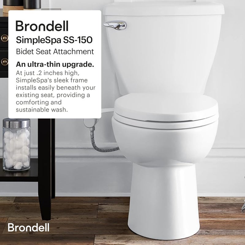 Brondell Bidet  Thinline SimpleSpa SS150 Fresh Water Spray NonElectric Bidet Toilet Attachment in White with Self Cleaning Nozzle - Image 2