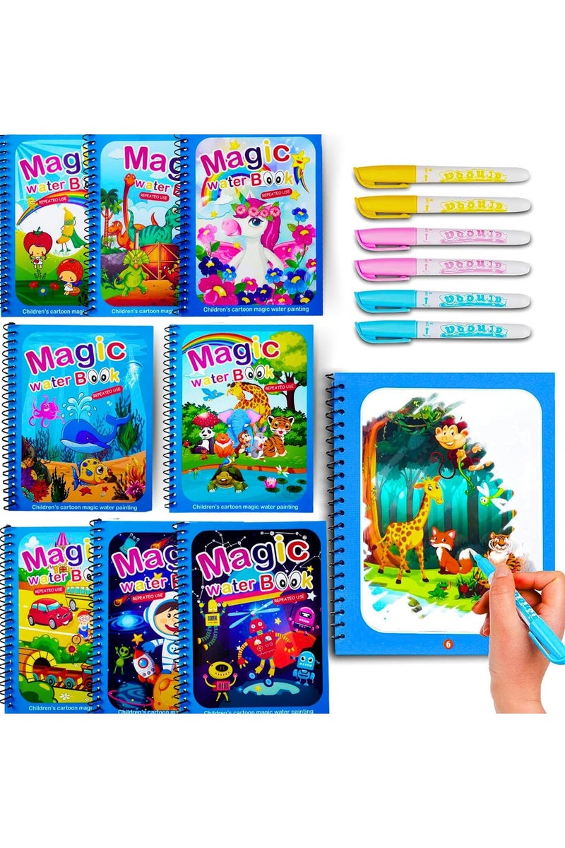 نيفيو مجموعة 12 كتاب تلوين بالماء للأطفال | كتب رسم سحرية قابلة لإعادة الاستخدام بمواضيع الديناصورات والحيوانات والمحيط والفضاء | ألعاب تعليمية وهدايا للأطفال - Image 1