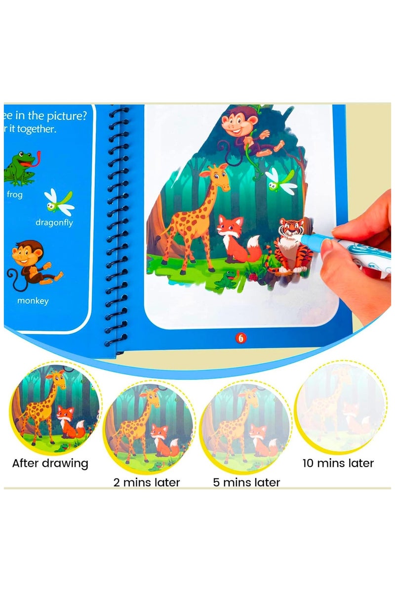 نيفيو مجموعة 12 كتاب تلوين بالماء للأطفال | كتب رسم سحرية قابلة لإعادة الاستخدام بمواضيع الديناصورات والحيوانات والمحيط والفضاء | ألعاب تعليمية وهدايا للأطفال - Image 4