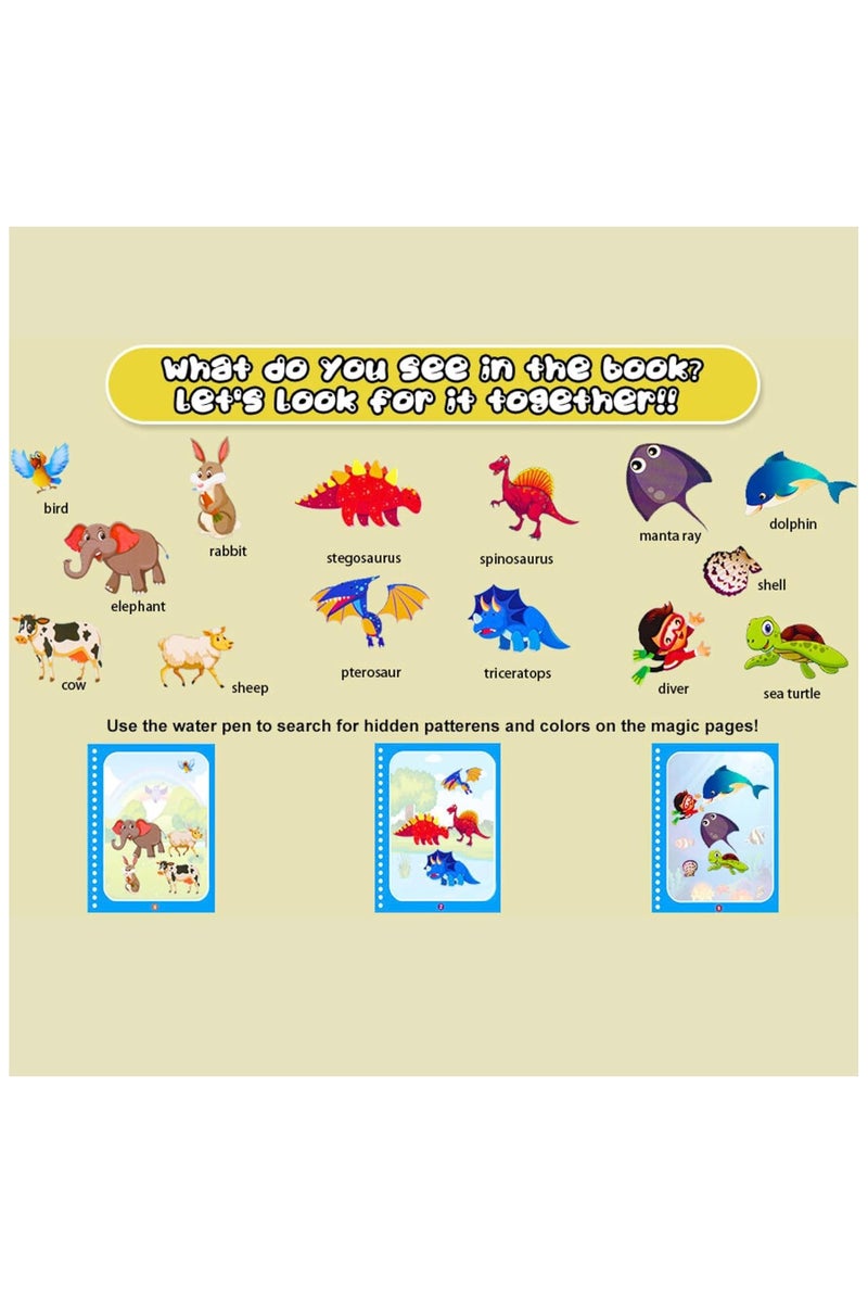 نيفيو مجموعة 12 كتاب تلوين بالماء للأطفال | كتب رسم سحرية قابلة لإعادة الاستخدام بمواضيع الديناصورات والحيوانات والمحيط والفضاء | ألعاب تعليمية وهدايا للأطفال - Image 5