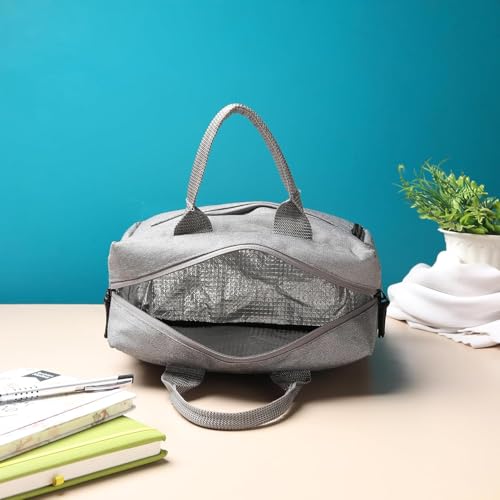 Hollerich Lunch Bag for Unisex Reusable Insulated Lunch Bags Water-Resistant, Leakproof ,Insulated Lunch Box Tote with Large Capacity, Cooler Lunch Container for Office,College & School 6 liters (Nylon)-Grey - Image 4