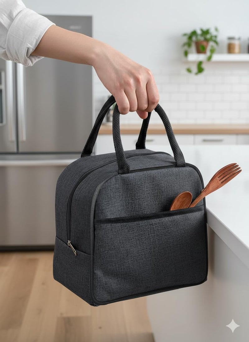 Hollerich Lunch Bag for Unisex Reusable Insulated Lunch Bags Water-Resistant, Leakproof ,Insulated Lunch Box Tote with Large Capacity, Cooler Lunch Container for Office,College & School 6 liters (Nylon)-Grey - Image 1