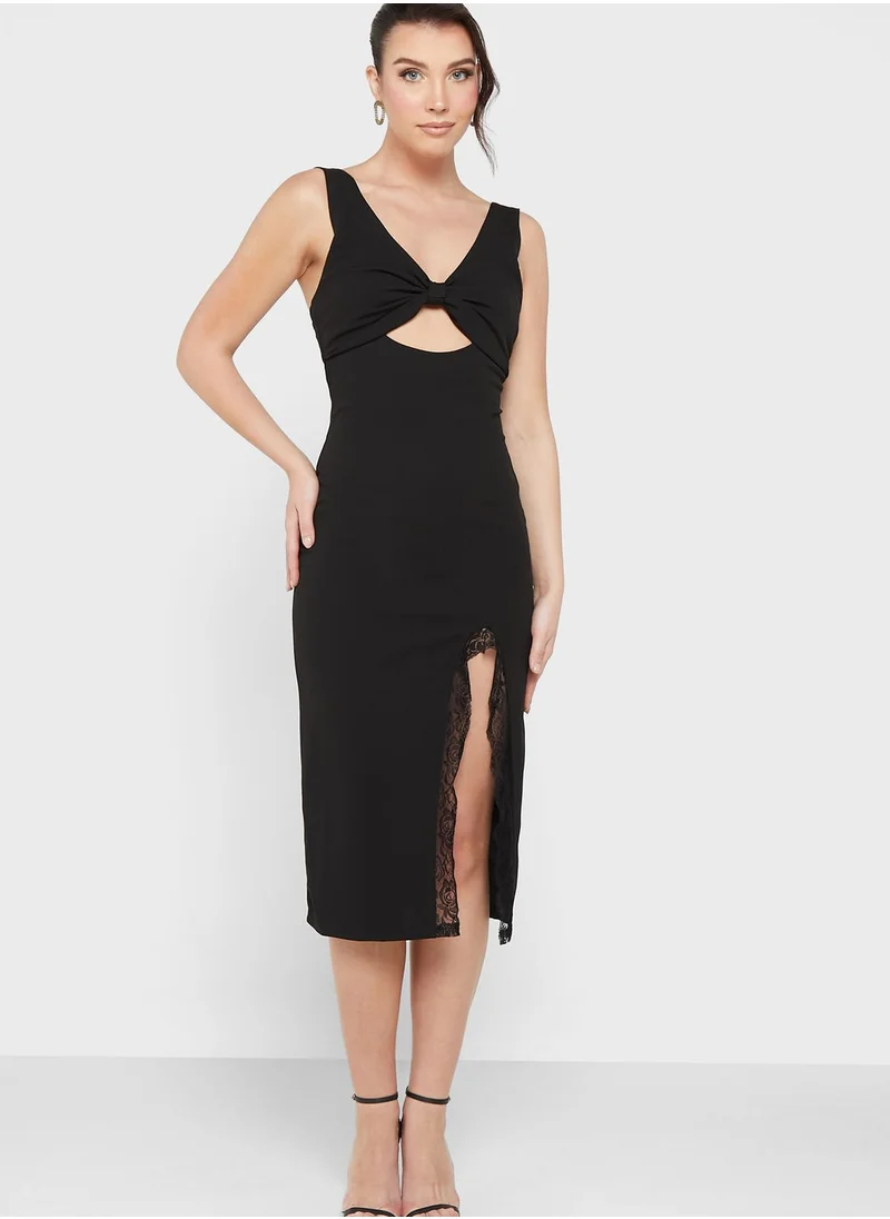skirt and stiletto Front Split Cut Out Detail Dress