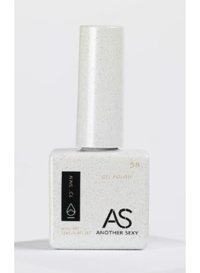 AS Gel Polish 58, 15ml Long-Lasting Soak-Off Nail Gel, White Shimmer - Image 1