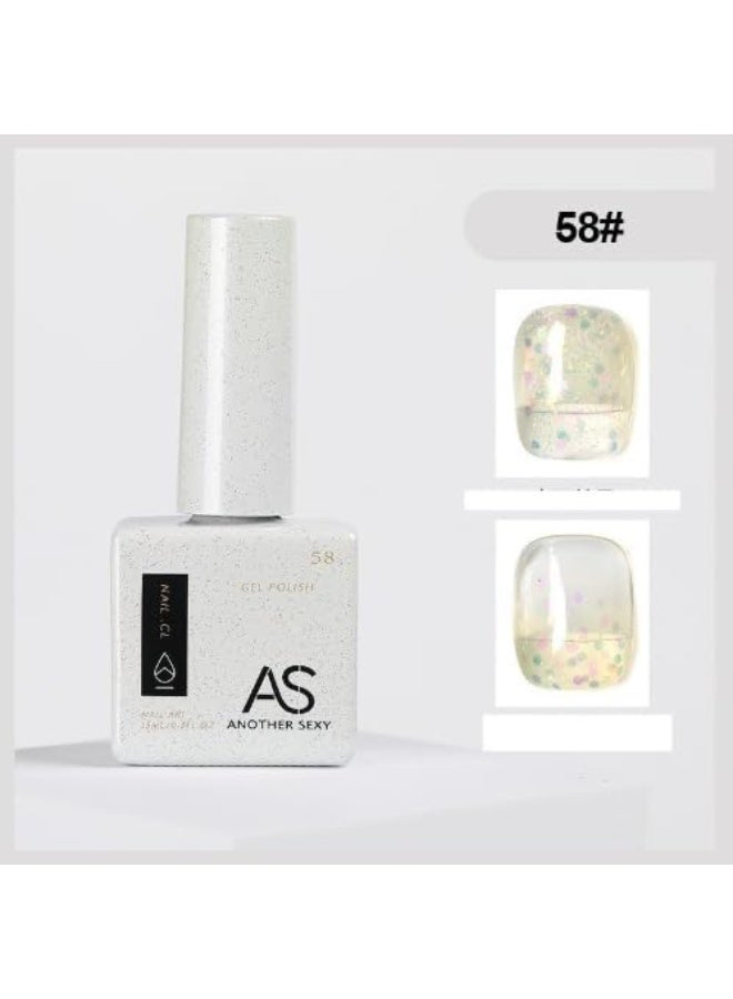 AS Gel Polish 58, 15ml Long-Lasting Soak-Off Nail Gel, White Shimmer - Image 2