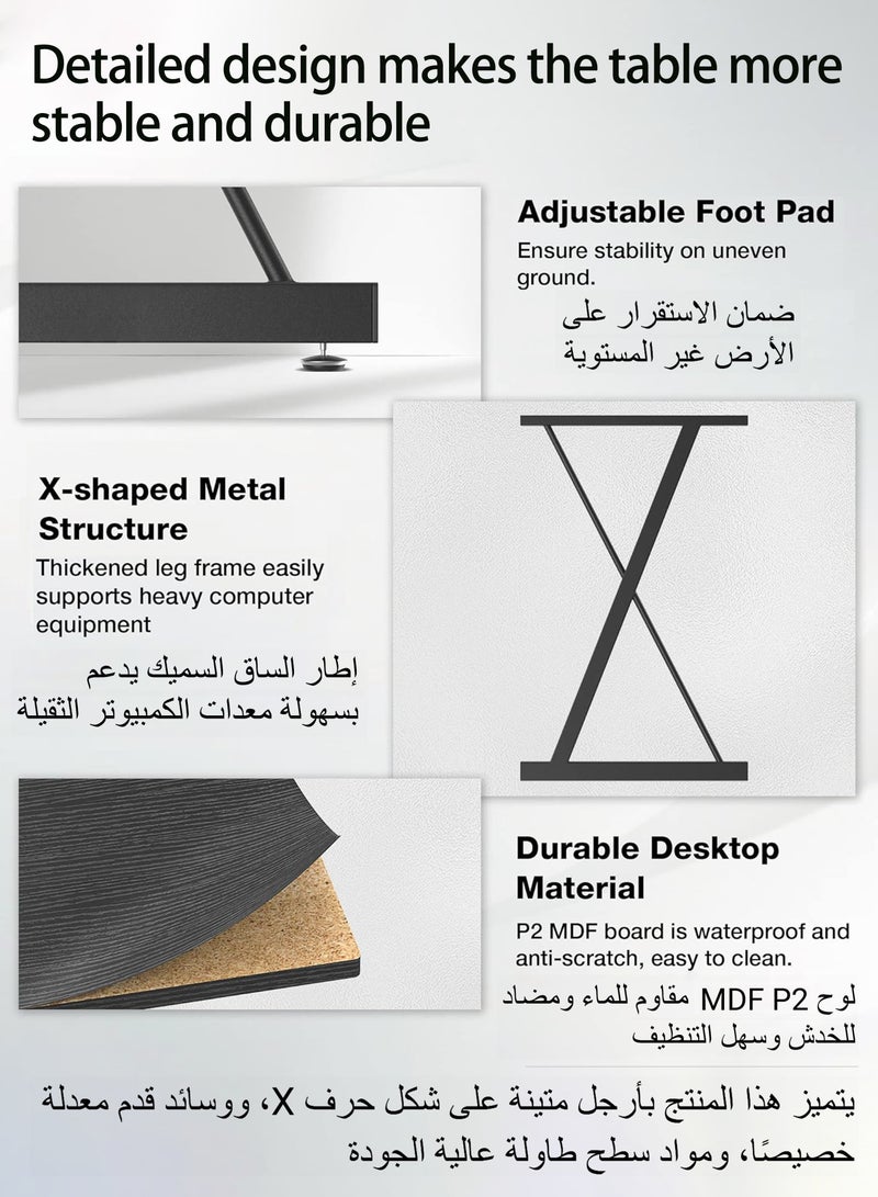 ويمارت طاولة قيمنق مكتب كمبيوتر طاولة على شكل حرف L،مكتب زاوية مع حامل شاشة،طاولة مكتب مناسب للمنزل والمكتب والسكن الجامعي،أسود - Image 5
