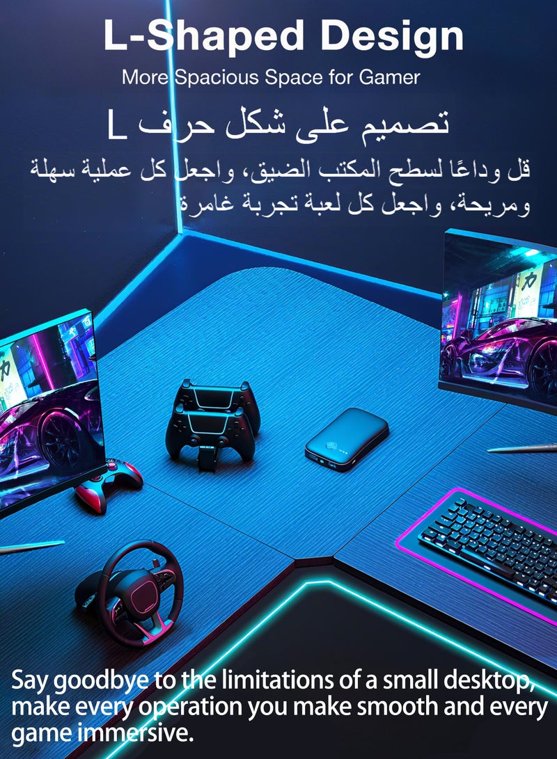 ويمارت طاولة قيمنق مكتب كمبيوتر طاولة على شكل حرف L،مكتب زاوية مع حامل شاشة،طاولة مكتب مناسب للمنزل والمكتب والسكن الجامعي،أسود - Image 4