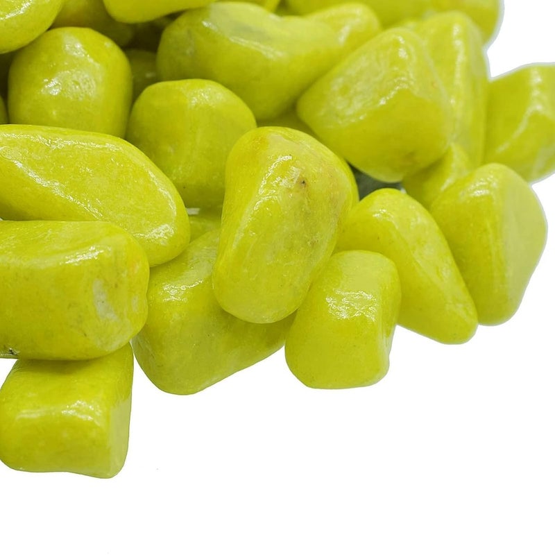 TRADESK Decorative Pebble Stonesfor Fish TankGardenLawnAquarium Decoration Glossy Stones for Home Decorative 1 kg Lemon Green - Image 1