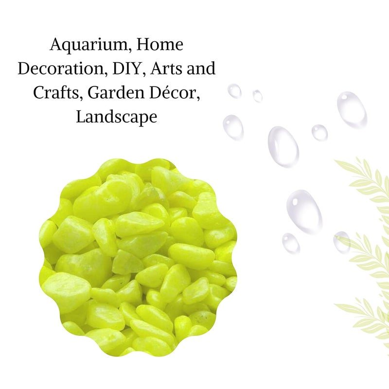 TRADESK Decorative Pebble Stonesfor Fish TankGardenLawnAquarium Decoration Glossy Stones for Home Decorative 1 kg Lemon Green - Image 2