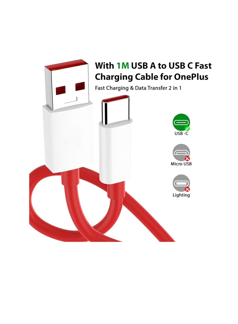 محول طاقة SUPERVOOC 80W لهواتف OnePlus، كابل شحن Warp USB C بطول 1 متر لهواتف OnePlus، شاحن حائط نوع A سريع لشحن OnePlus Nord 3 2T CE 4 3 2 Lite 13 12R 12 11 10T 10 10 Pro 9 Pro 8T - Image 2