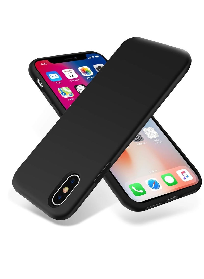 ten.tech Compatible with iPhone XS Max Case, Liquid Silicone Case, Full Body Protective Cover, Shockproof, Slim Phone Case, Anti-Scratch Soft Microfiber Lining (Black) - Image 1