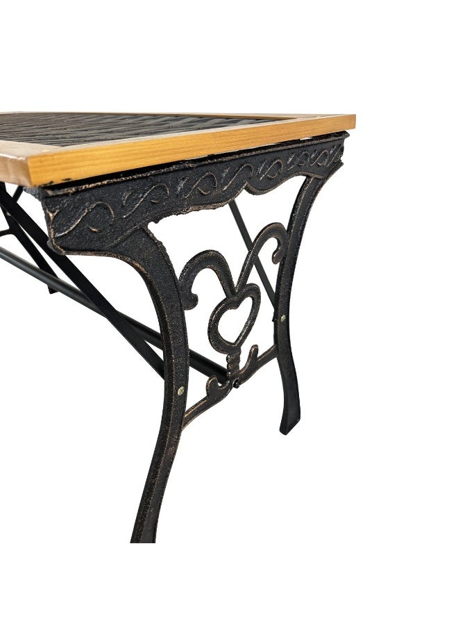 Pan Home Osuka Outdoor Cast Iron And Wooden Table - Brown  - Image 1