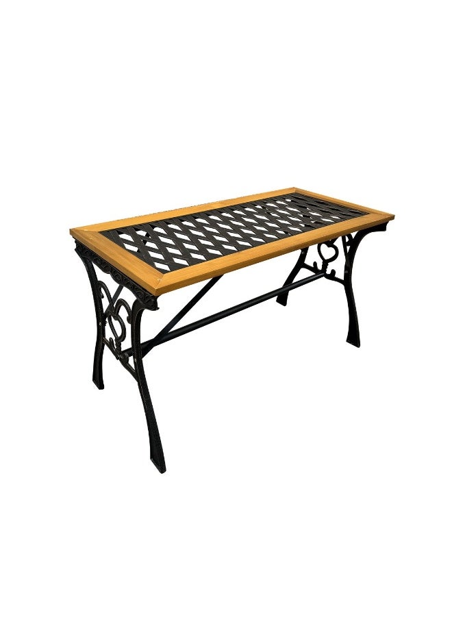 Pan Home Osuka Outdoor Cast Iron And Wooden Table - Brown  - Image 2