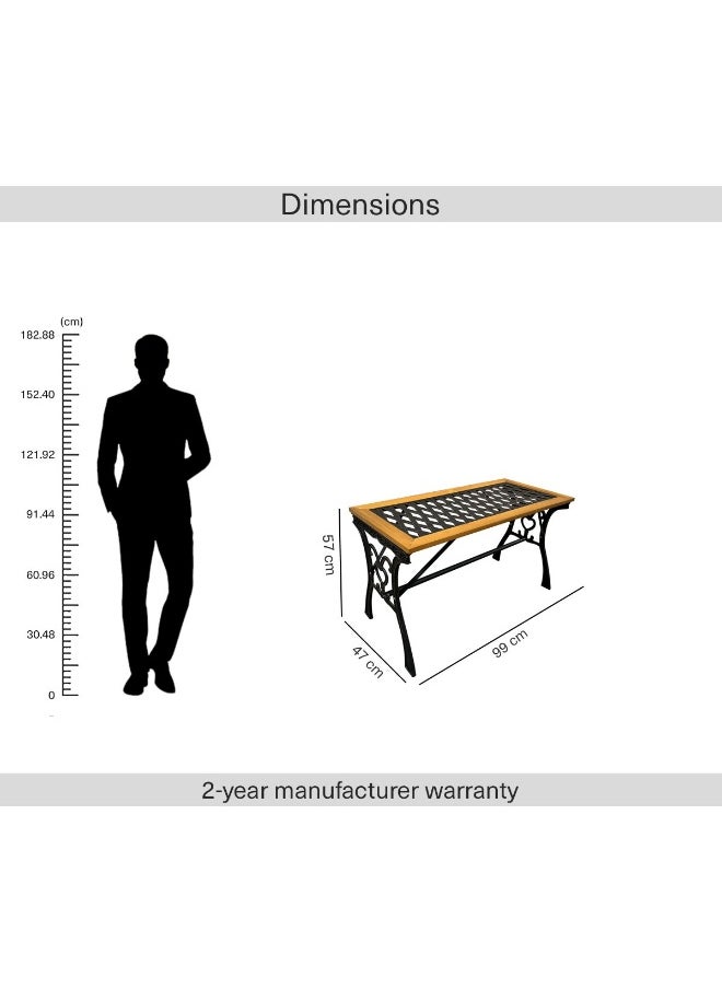 Pan Home Osuka Outdoor Cast Iron And Wooden Table - Brown  - Image 5