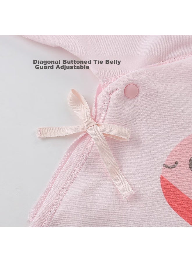 Shu Beiyi Shubeyi 2-piece Set Baby Clothes, Autumn Underwear, Newborn Half-back Shirt, Top, Cute Monk-style Outfit For Babies, Pink, 59cm - Image 3