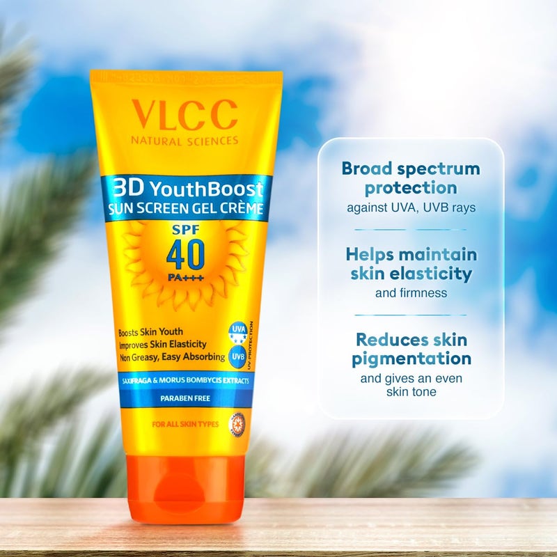 VLCC 3D Youth Boost SPF 40 Sun Screen Gel Cream 50g NonGreazy Zero White Cast Sunscreen Helps Plump Skin Control Pigmentation Saxifraga Mulberry Extract - Image 4