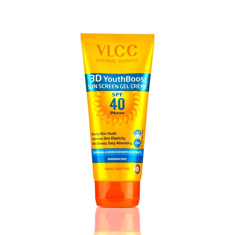 VLCC 3D Youth Boost SPF 40 Sun Screen Gel Cream 50g NonGreazy Zero White Cast Sunscreen Helps Plump Skin Control Pigmentation Saxifraga Mulberry Extract - Image 1