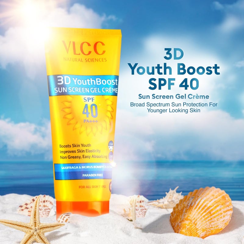 VLCC 3D Youth Boost SPF 40 Sun Screen Gel Cream 50g NonGreazy Zero White Cast Sunscreen Helps Plump Skin Control Pigmentation Saxifraga Mulberry Extract - Image 2