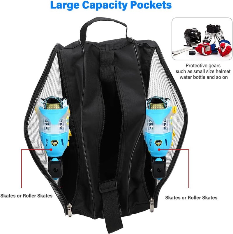 LINGSFIRE Roller Skate Bag, Breathable Ice-Skating Bag Shoulder and Top Handle Oxford Cloth Skating Bag for Women Men and Adults Roller Skate Accessories - Image 4