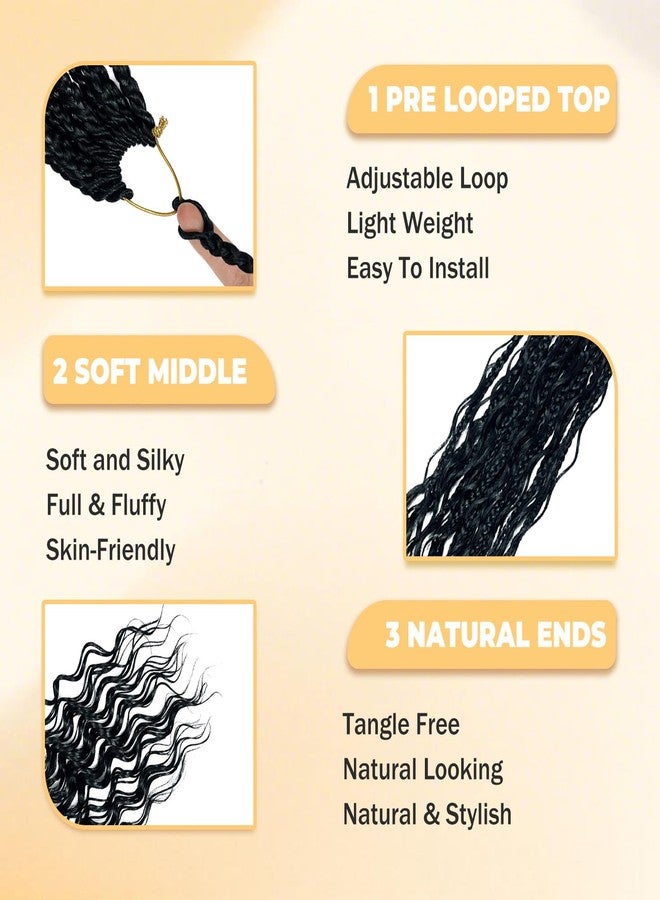 Opini Boho Box Braid Crochet Hair 8 Packs Goddess Box Braids Bohemian Crochet Braids Pre Looped for Black Women with Curly Ends Hair Extensions (1B# 18Inch) - Image 5