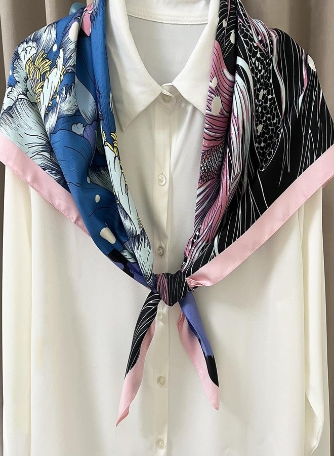 Julunar Silk Like Head Scarf for Women - Satin Large Hair Scarves - 35" Square Silk Hair Wrap for Sleeping with Gift Packed - Image 4