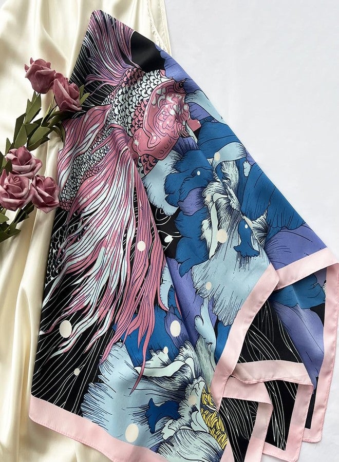 Julunar Silk Like Head Scarf for Women - Satin Large Hair Scarves - 35" Square Silk Hair Wrap for Sleeping with Gift Packed - Image 3