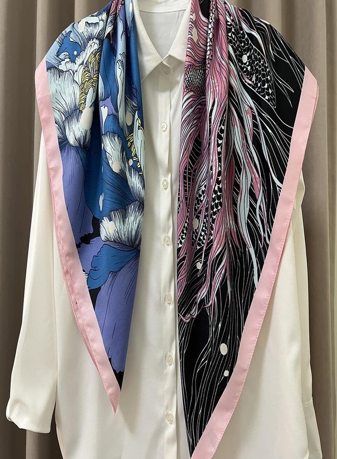 Julunar Silk Like Head Scarf for Women - Satin Large Hair Scarves - 35" Square Silk Hair Wrap for Sleeping with Gift Packed - Image 5