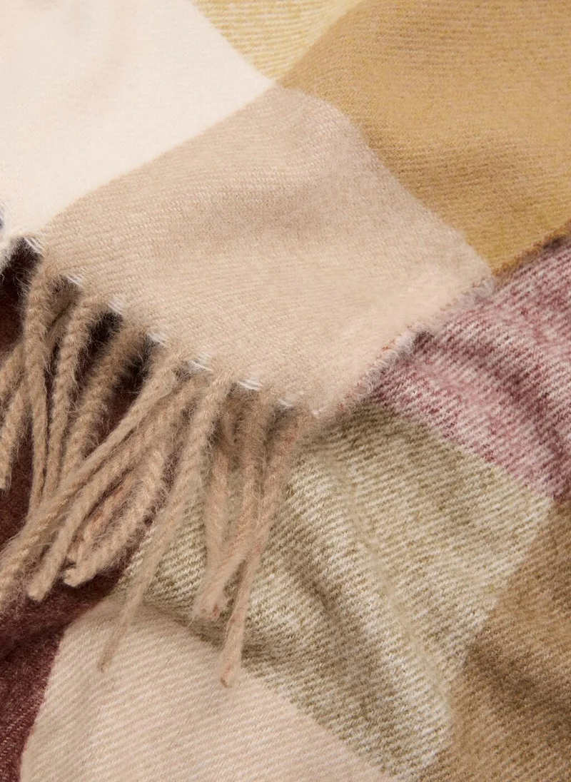 MANGO Check scarf with fringed ends