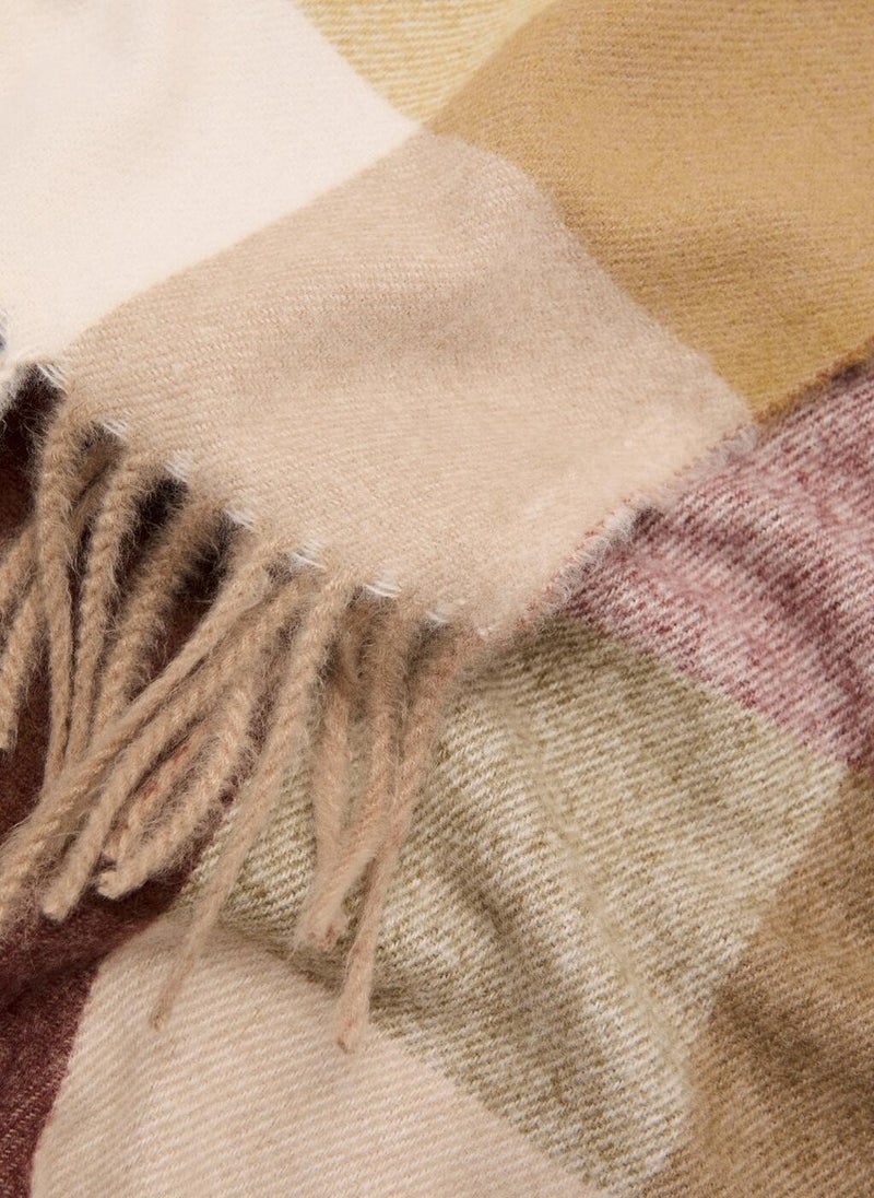 MANGO Check scarf with fringed ends - Image 2