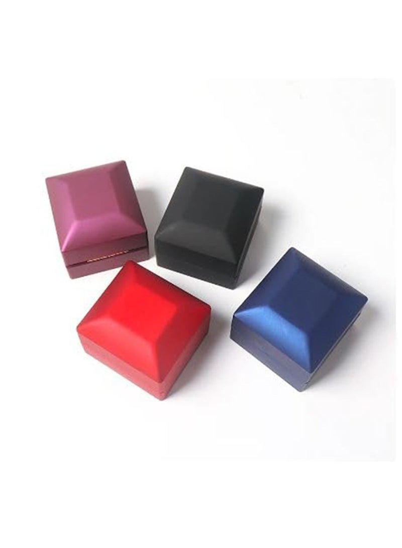 LED Red Ring Box for Proposal - Wedding - Engagement - Luxury Arc Shaped Top Design LED Ring Jewelry Gift Box with Light for Men for Women. (Red) - Image 4