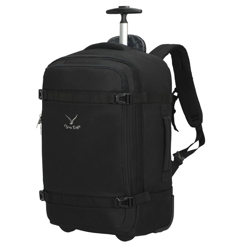Hynes Eagle Rolling Backpack 42L Backpack with Wheels Airline Approved Carry on Luggage Laptop Travel Suitcase Bag for Women Men Jet Black - Image 1