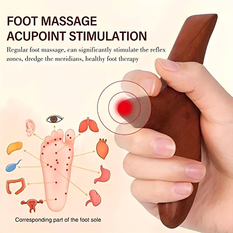 2 Wooden Massager Set Acupressure Stick Triangular Massage Tool Foot Relaxer - Image 2