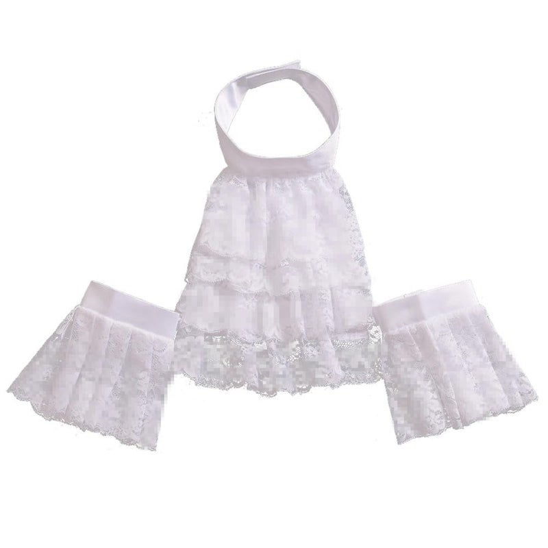 BLESSUME White Colonial Lace Jabot Cuffs Set Costume Accessory Big White Jabot Cuffs Set - Image 2