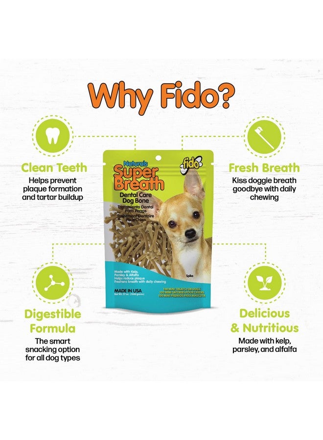 Fido Naturals Super Breath Dental Care Bones for Dogs - 100 Count Mini Dog Dental Treats for Extra Small Dogs, Made in USA, Tasty Dog Dental Chews Help Reduce Plaque, Tartar Buildup & Freshens Breath - Image 3