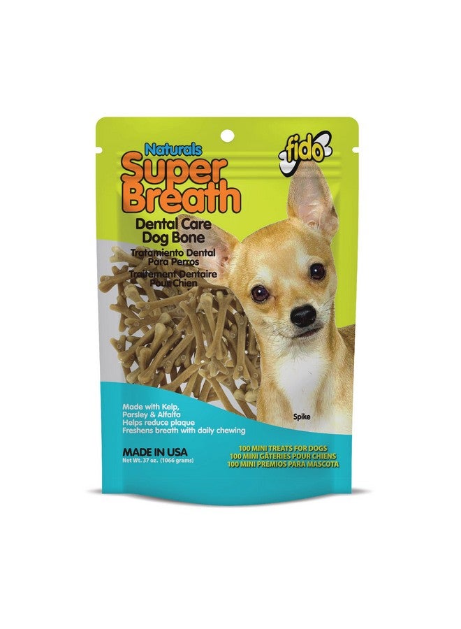 Fido Naturals Super Breath Dental Care Bones for Dogs - 100 Count Mini Dog Dental Treats for Extra Small Dogs, Made in USA, Tasty Dog Dental Chews Help Reduce Plaque, Tartar Buildup & Freshens Breath - Image 1