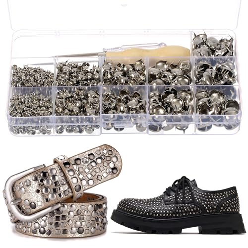 YORANYO 1220 Pcs Assorted Sizes Studs for Clothing Leather Rivets Round Dome Studs and Spikes Prong Studs Kit for Leather Craft Clothing Belts Bags Shoes Bracelets Dog Collar Accessories (Silver) - Image 3