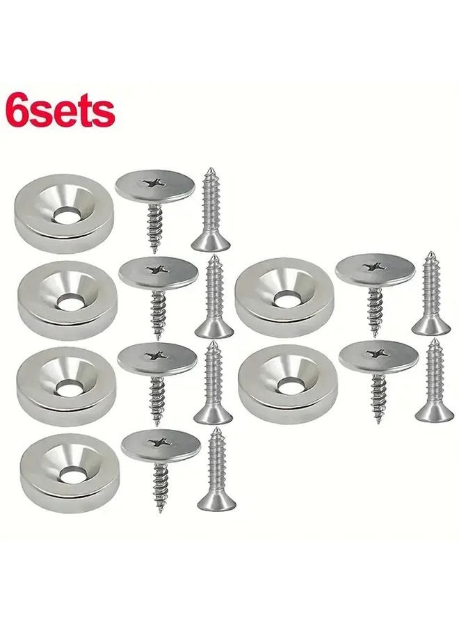 6 Sets Cabinet Door Magnets 18pcs Round Metal Magnetic Latch with Screws for Hidden Furniture Hardware Closure - Image 4