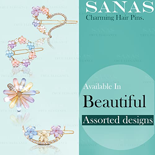 Sanas girls hair accessories 4Pcs fancy hair pins fashion pins rhinestone metal hair pin decorative hair clips fancy geometric shape cute hair pins 4Pcs - Image 4