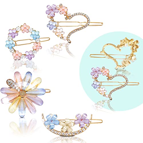 Sanas girls hair accessories 4Pcs fancy hair pins fashion pins rhinestone metal hair pin decorative hair clips fancy geometric shape cute hair pins 4Pcs - Image 1