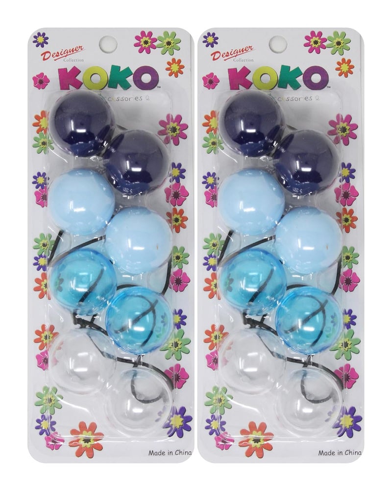 KOKO - Priemum 8 Pcs X-LARGE Bubble ball hair ties. Elastics Ties 32mm Ball Bubble Ponytail Holders. Colorful Elastic Accessories for Baby Kids Children Girls Women All Ages (BLUE MIX)