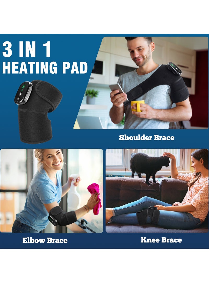 AROAQ Heated Knee Brace Support, Electric Heating Knee Massager, Far Infrared Joint Physiotherapy Elbow Knee Pad, USB Charging Vibration Massage knee pad for Knee Injury Cramps,(Type C-Only Heating)  - Image 3