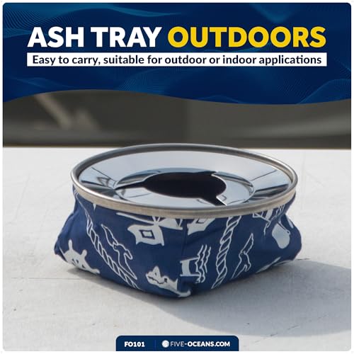 Five Oceans Marine Windproof Ashtray, Blue, 4-1/8-Inch Diameter, Ash Tray Stainless Steel and Blue Fabric for Boats, Outdoor and Patio Activities - FO101 - Image 5