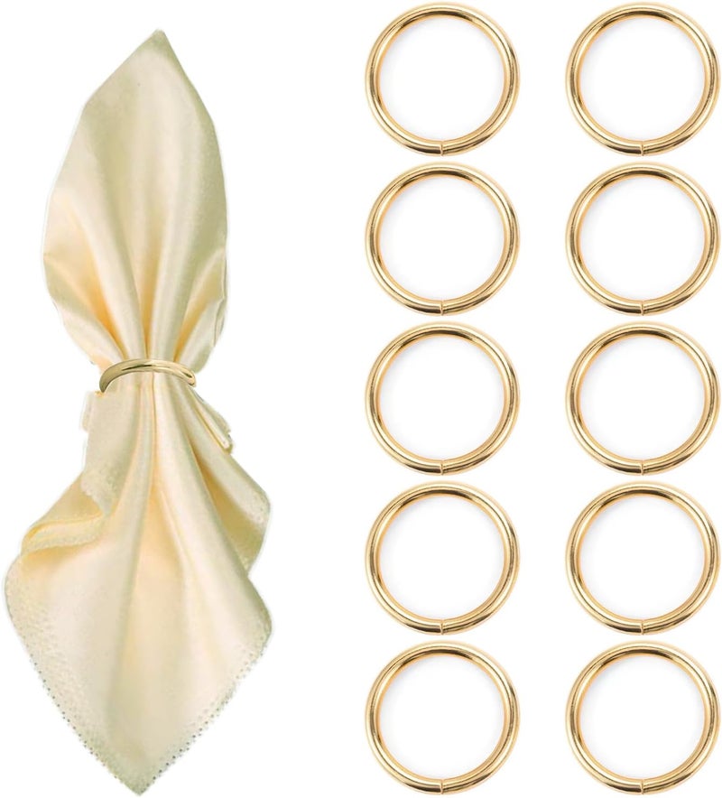 GERILKAI Gold Napkin Rings - 10 Pcs Stainless Steel Napkin Rings,Gold Rotundity Metal Napkin Ring for Table Settings Wedding Christmas Party Dinner Table - Image 1