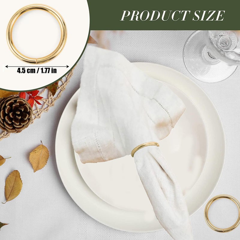 GERILKAI Gold Napkin Rings - 10 Pcs Stainless Steel Napkin Rings,Gold Rotundity Metal Napkin Ring for Table Settings Wedding Christmas Party Dinner Table - Image 2
