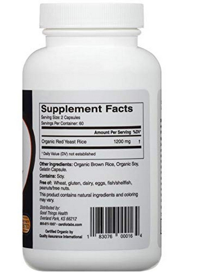 CardioTabs Red Yeast Rice 30 Day Supply Of 1200 Mg Red Yeast Rice Supplements Gluten Free Capsules Made With Certified Organic Red Yeast 100% American Made Health Supplements 120 Capsules - Image 3